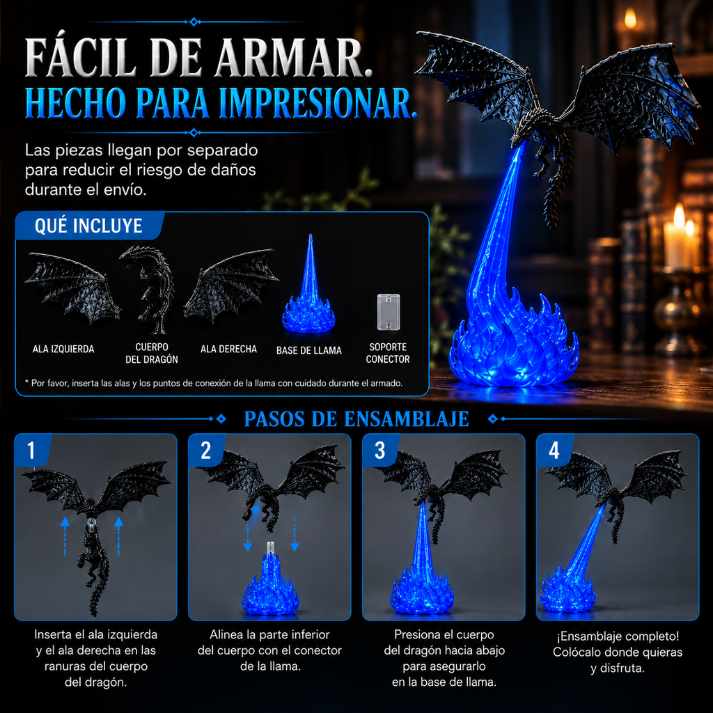 DragonFlame™ – Lámpara Dragón 3D